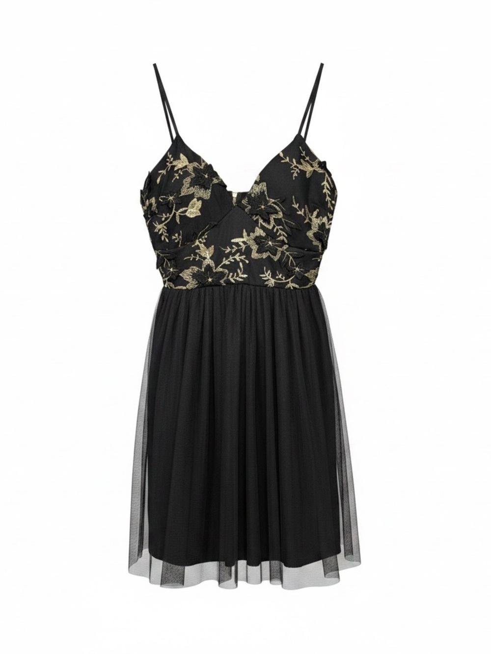 Olive tree, black and gold V- neck dress